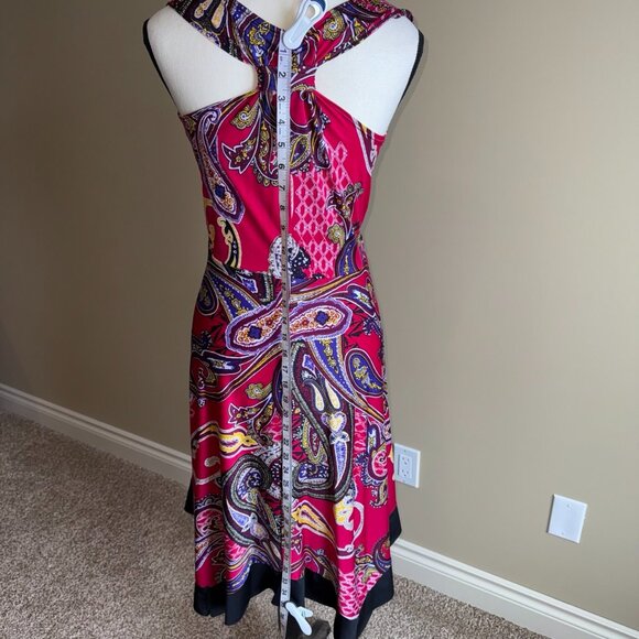 George pink colorful sleeveless summer dress with asymmetrical hem - Picture 7 of 13